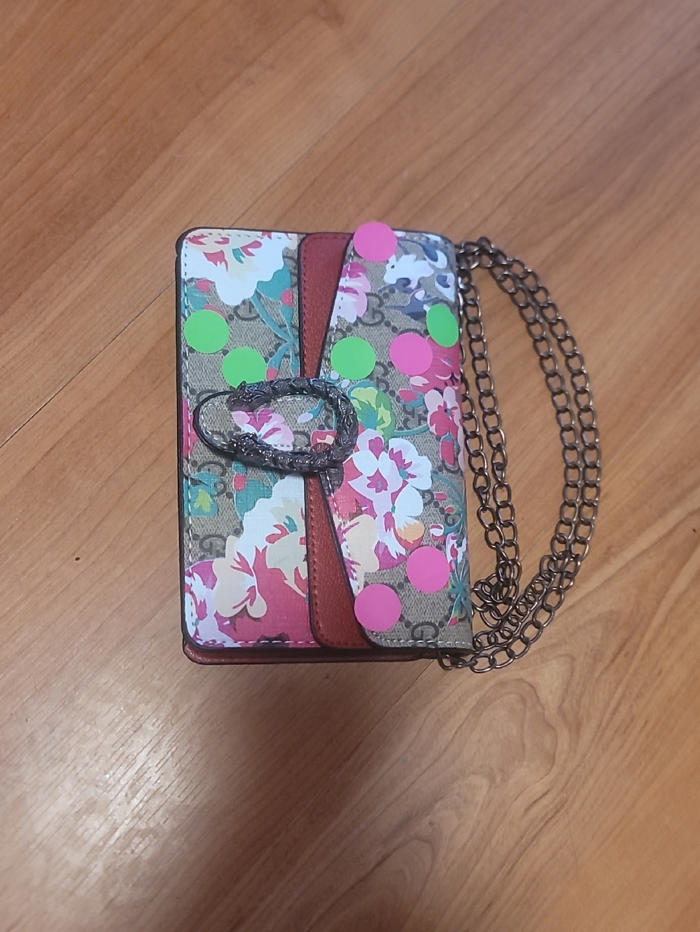 Floral Print MICRO Crossbody Bag with Pink & Green Accents